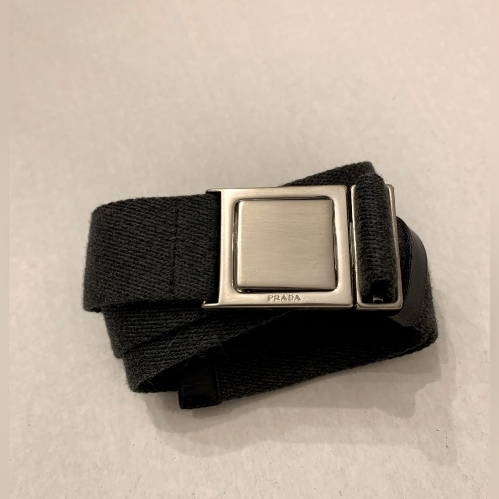Prada Woven Square Buckle Belt